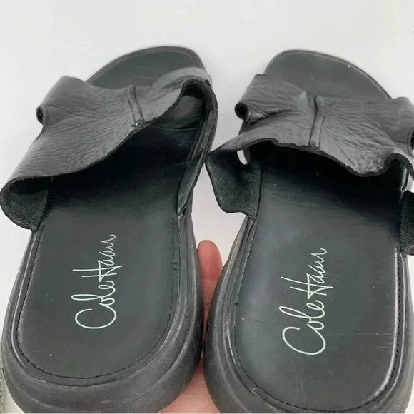Cole haan mens sandals size 12 black leather Nike lab comfort slides main image 9